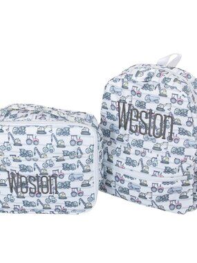 Construction Toddler Backpack and Lunch Bag Set Personalized with Weston